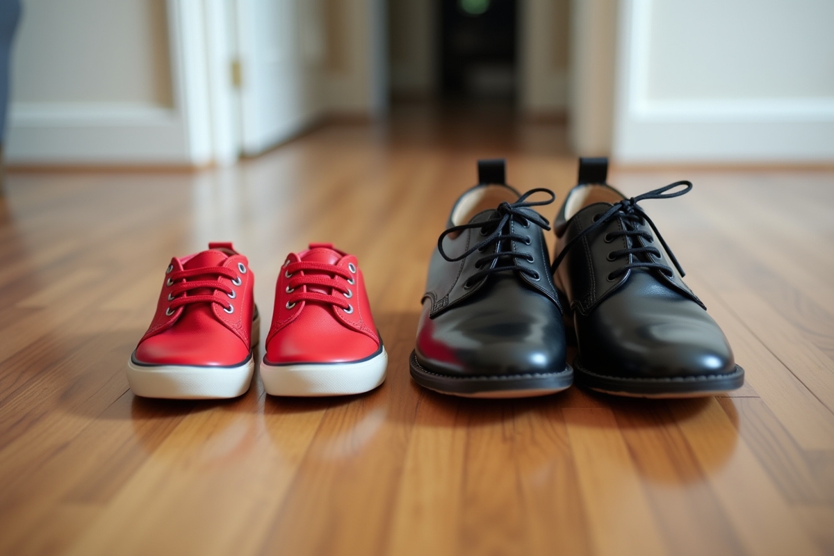 Chaussures de bébé et chaussures de femme côte à côte