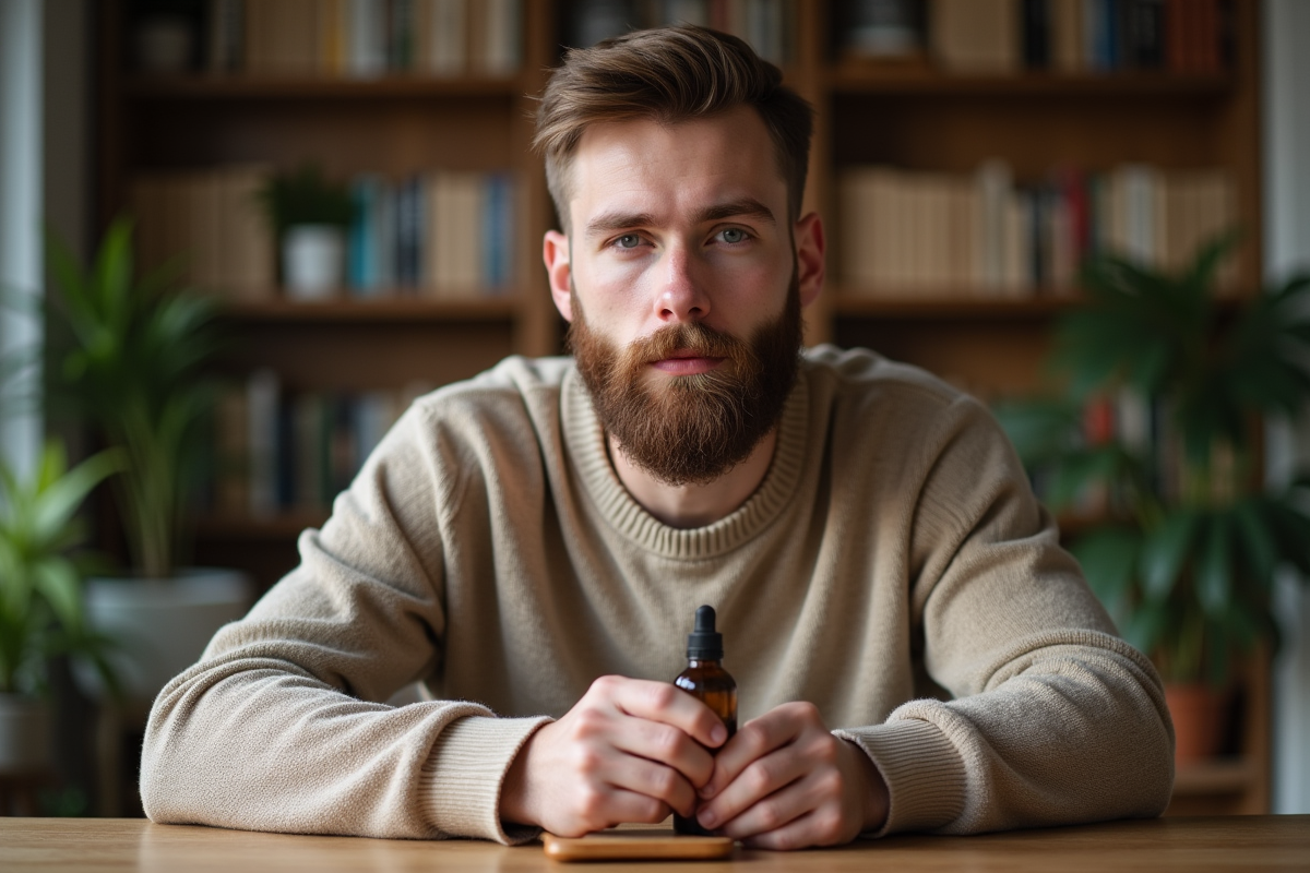 Jeune homme appliquant de l