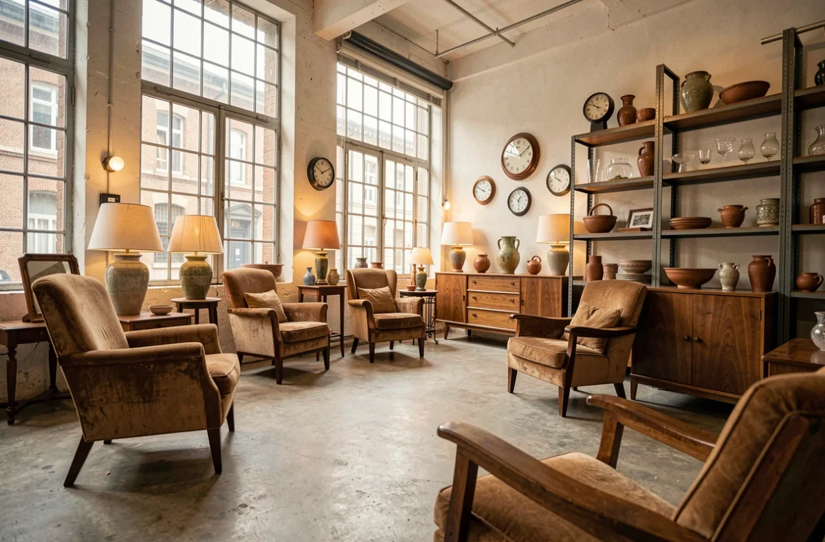 Intérieur du magasin OulalaVintage Store à Clermont-Ferrand avec mobilier et décoration vintage
